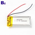 批量生產移動WIF設備I電池 BZ 802040 600mAh 3.7V 鋰聚合物電池帶UL認證