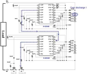 鋰離子電池過放電時的保護電路工作原理圖