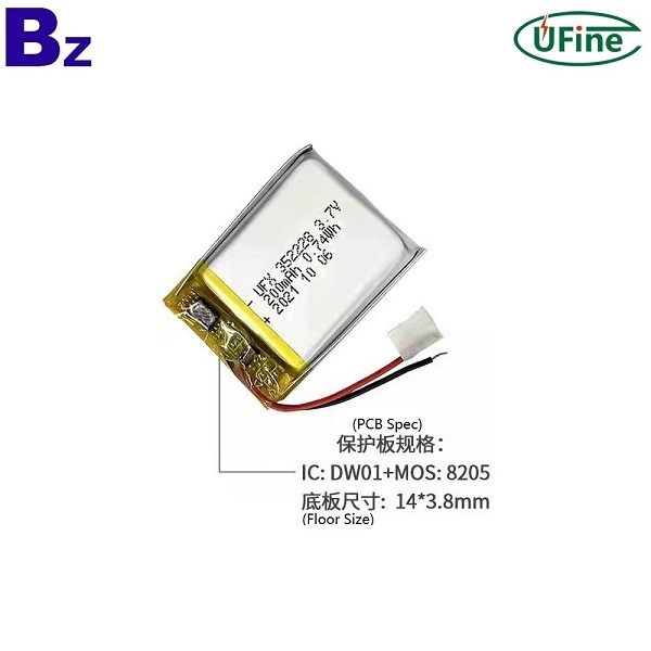 3522283.7V 200mAh 鋰離子聚合物電池