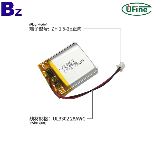 802528 3.7V 480mAh -40℃ 鋰聚合物電池