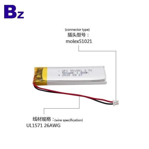 551551 500mAh 3.7V鋰離子電池