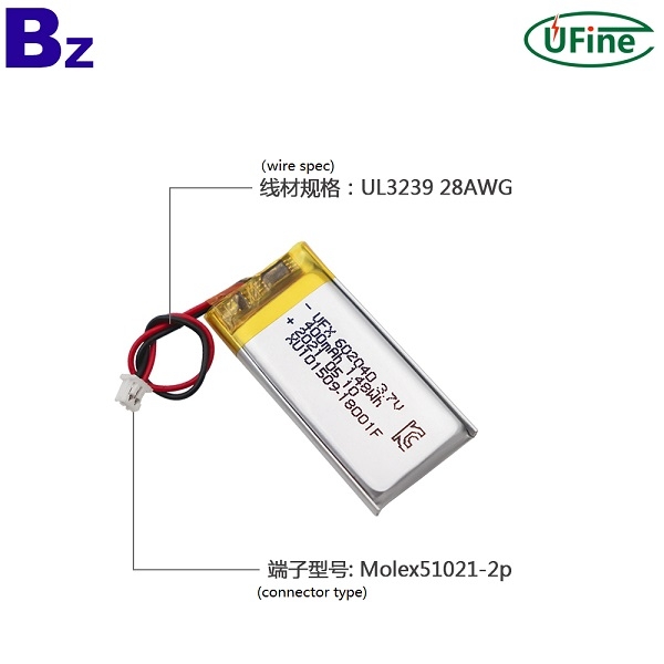 602040 400mAh 3.7V聚合物鋰離子電池 