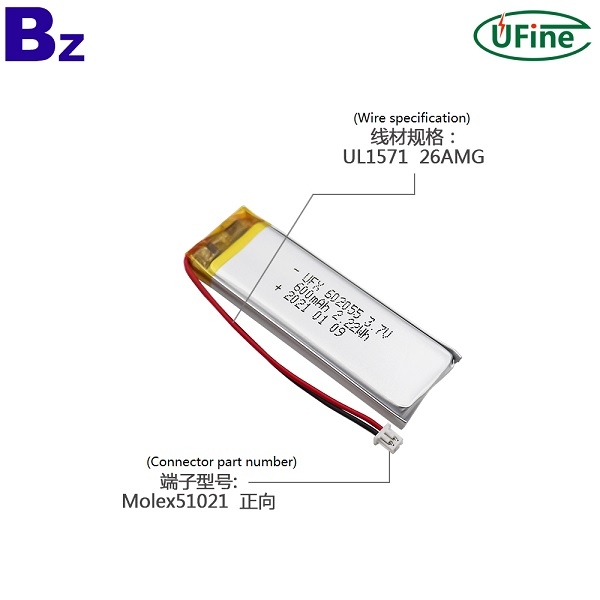 600mAh智能溫度計鋰聚合物電池