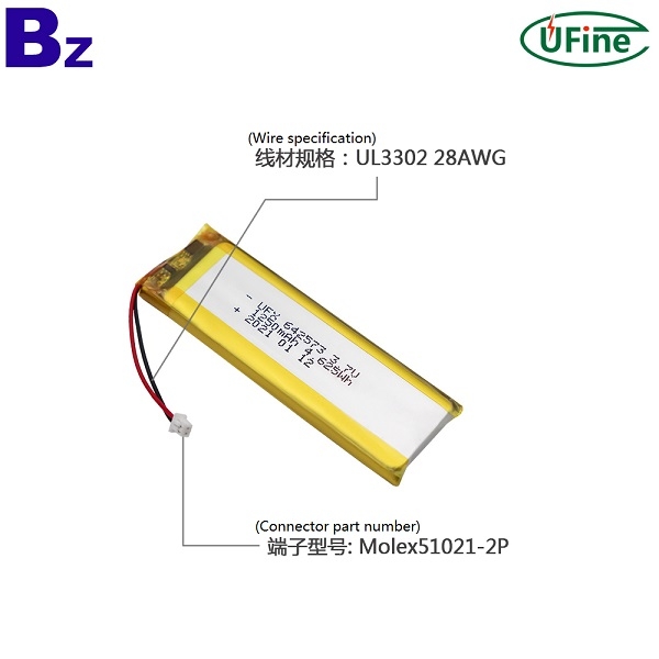 642573 3.7V 1250mAh鋰聚合物電池