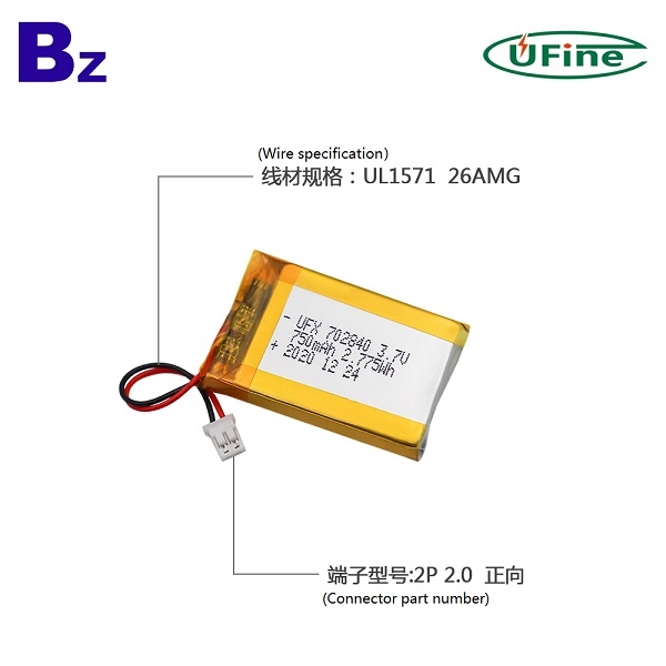 702840 750mAh 3.7V鋰聚合物電池
